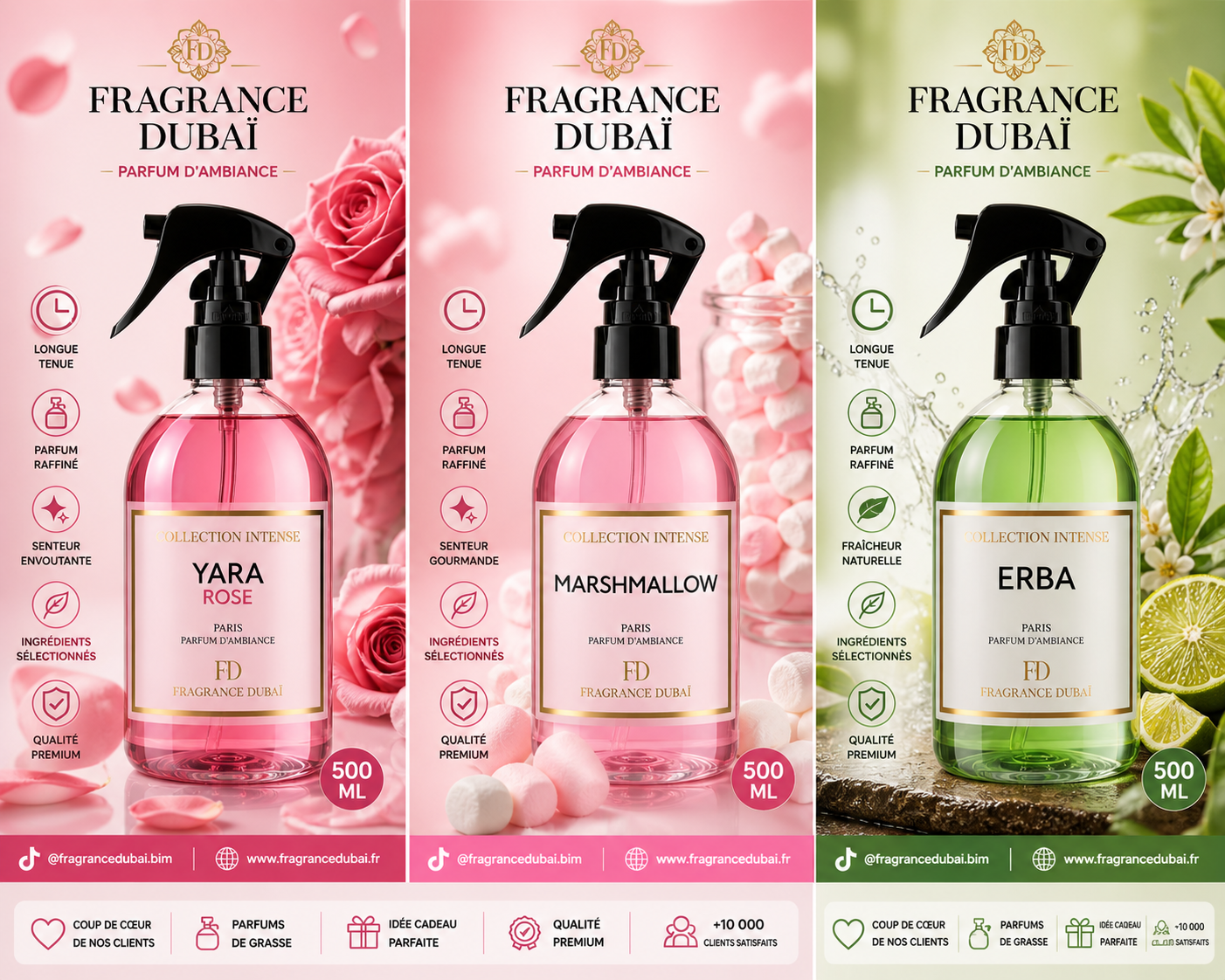 Parfum d’ambiance Fragrance Dubaï 250ml – Collection gourmande & orientale