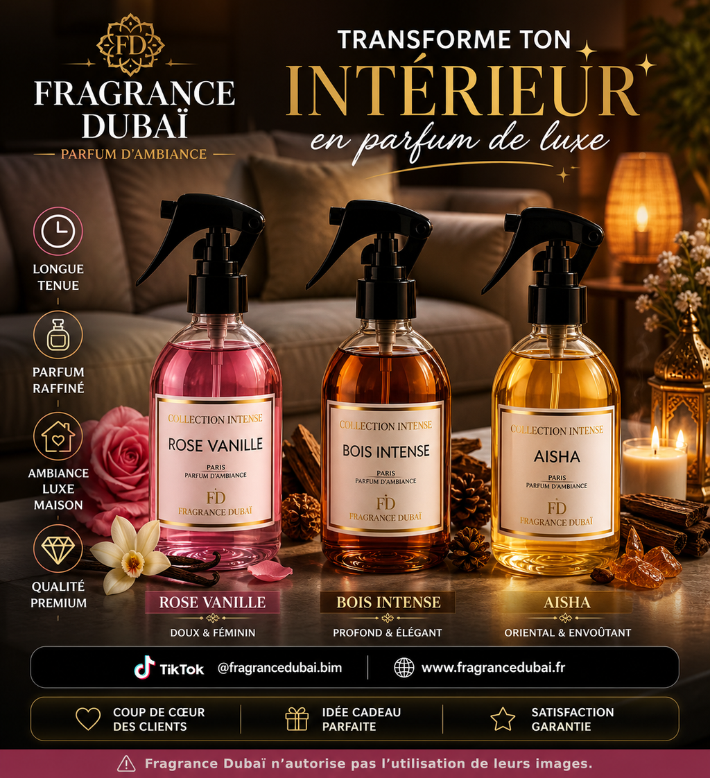 Parfum d’ambiance Fragrance Dubaï 250ml – Collection gourmande & orientale