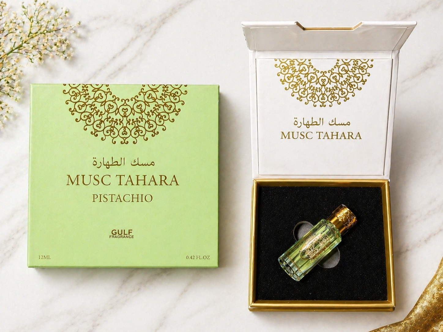 Musc Tahara Parfum – Pistachio 12ml| Sans alcool – Longue tenue